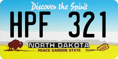 ND license plate HPF321