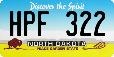 ND license plate HPF322