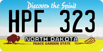 ND license plate HPF323