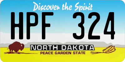 ND license plate HPF324