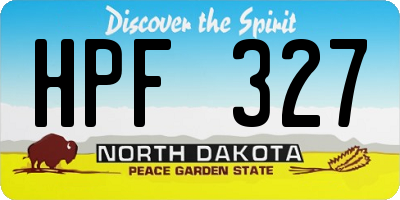 ND license plate HPF327