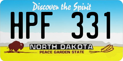 ND license plate HPF331