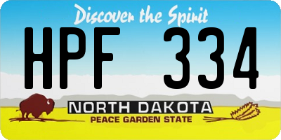 ND license plate HPF334