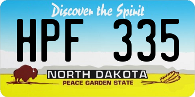 ND license plate HPF335