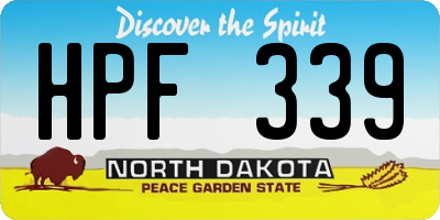 ND license plate HPF339
