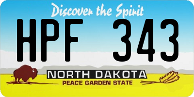 ND license plate HPF343