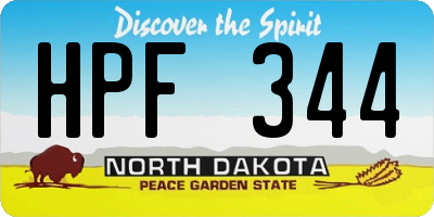 ND license plate HPF344