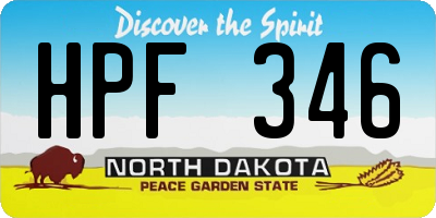 ND license plate HPF346