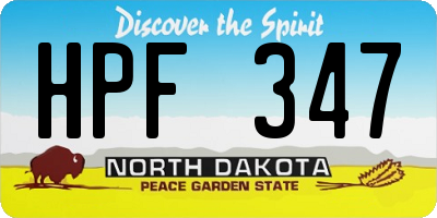 ND license plate HPF347