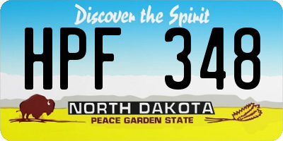 ND license plate HPF348