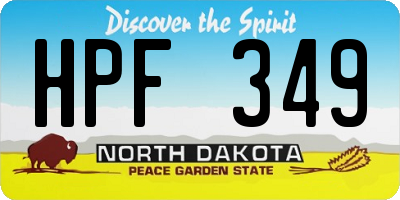ND license plate HPF349