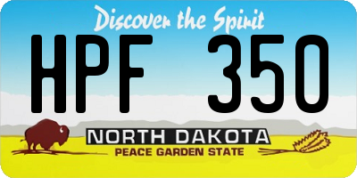ND license plate HPF350