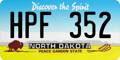 ND license plate HPF352