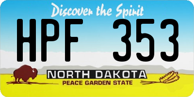 ND license plate HPF353