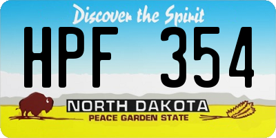 ND license plate HPF354