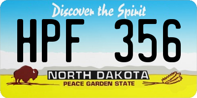 ND license plate HPF356