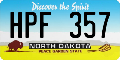 ND license plate HPF357