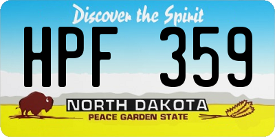 ND license plate HPF359