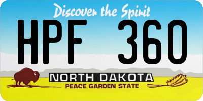 ND license plate HPF360