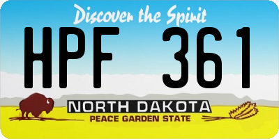 ND license plate HPF361