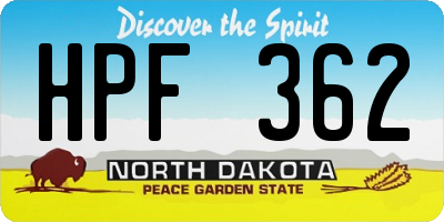 ND license plate HPF362