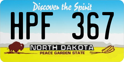ND license plate HPF367