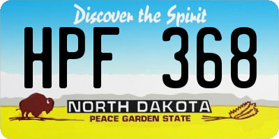 ND license plate HPF368