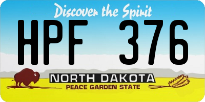 ND license plate HPF376