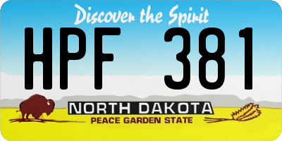 ND license plate HPF381