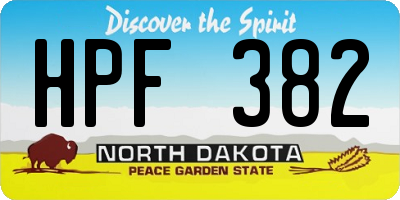 ND license plate HPF382