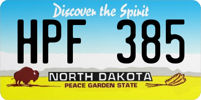 ND license plate HPF385