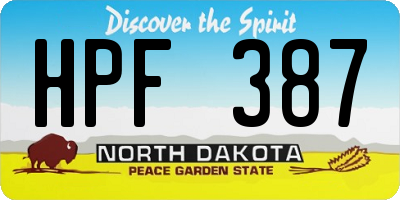 ND license plate HPF387
