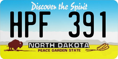 ND license plate HPF391