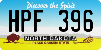 ND license plate HPF396