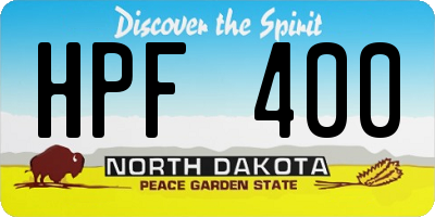 ND license plate HPF400