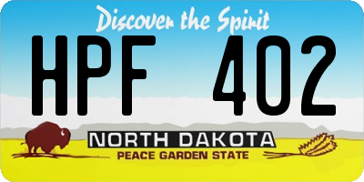 ND license plate HPF402