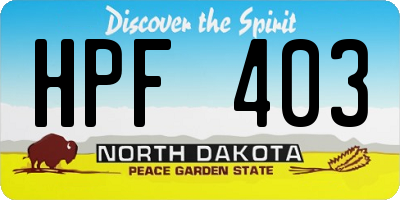 ND license plate HPF403