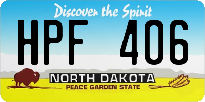 ND license plate HPF406