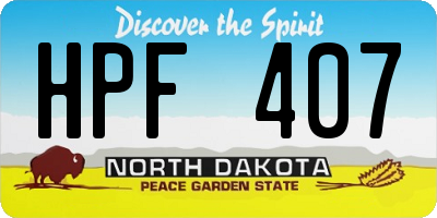 ND license plate HPF407