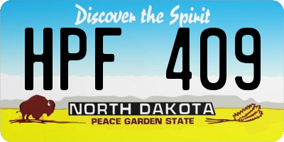 ND license plate HPF409