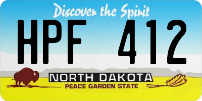 ND license plate HPF412
