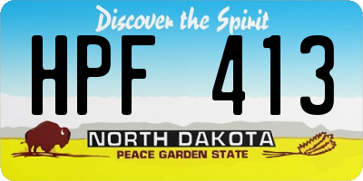 ND license plate HPF413