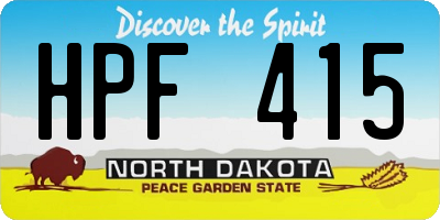 ND license plate HPF415