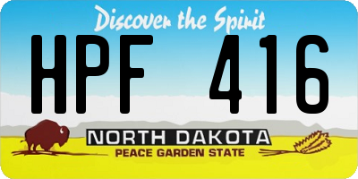 ND license plate HPF416