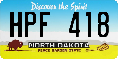 ND license plate HPF418