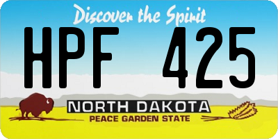 ND license plate HPF425