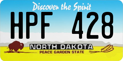 ND license plate HPF428