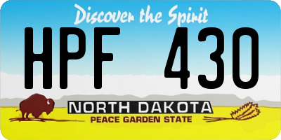 ND license plate HPF430