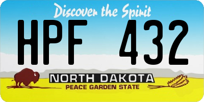 ND license plate HPF432
