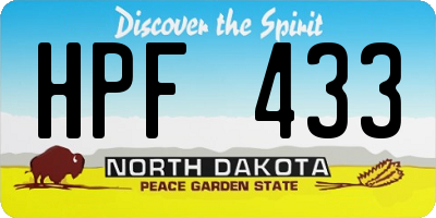 ND license plate HPF433